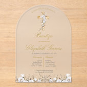 Invitación de boho blanco para bautismo invitation アクリル招待状 (正面)