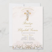 Invitación de boho blanco para bautismo invitation 招待状 (正面)