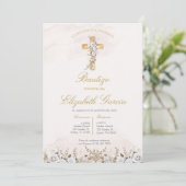 Invitación de boho blanco para bautismo invitation 招待状 (スタンド正面)