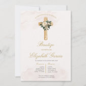 Invitación de boho blanco para bautismo invitation 招待状 (正面)