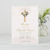 Invitación de boho blanco para bautismo invitation 招待状 (スタンド正面)