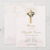Invitación de boho blanco para bautismo invitation 招待状 (正面/裏面)