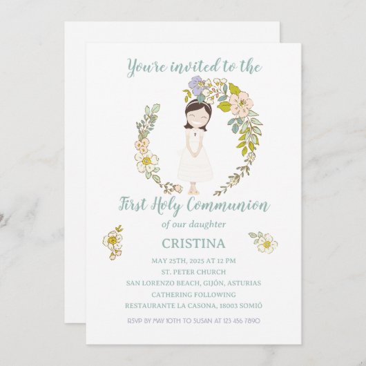 Invitación de Comunión CRISTINA 招待状 (正面/裏面)