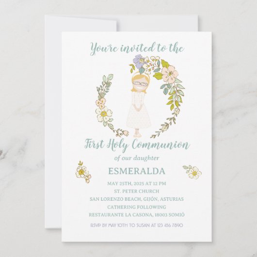 Invitación de Comunión ESMERALDA 招待状 (正面)