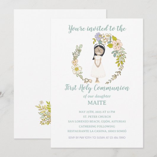 Invitación de Comunión MAITE 招待状 (正面/裏面)