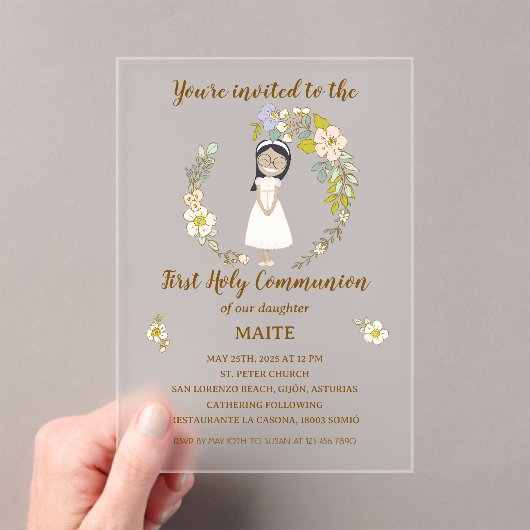 Invitación de Comunión MAITE (sobre acrílico ) アクリル招待状 (インサイチュ (ポータブル))