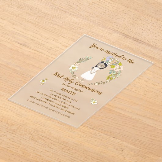 Invitación de Comunión MAITE (sobre acrílico ) アクリル招待状 (レイダウン)