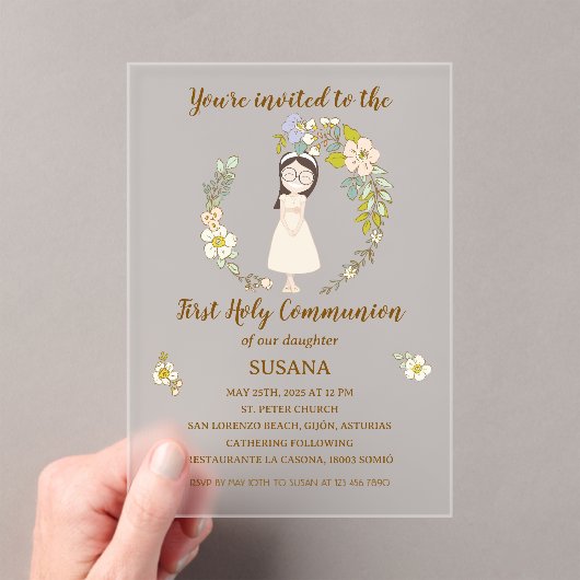 Invitación de Comunión sobre acrílico SUSANA アクリル招待状 (インサイチュ (ポータブル))