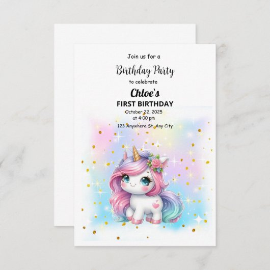 Invitación de Cumpleaños 招待状 (正面/裏面)