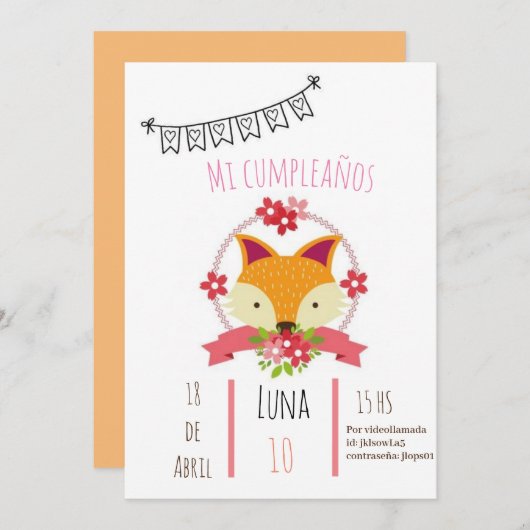 invitacion de cumpleaños 招待状 (正面/裏面)