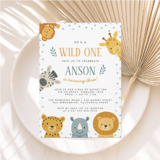 Invitación de cumpleaños a los animales de la jung 招待状