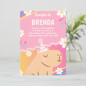 Invitación de Cumpleaños Capibara de Niña Rosa 招待状 (スタンド正面)