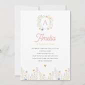 Invitación de cumpleaños de Flor Silvestre Floral  招待状 (正面)