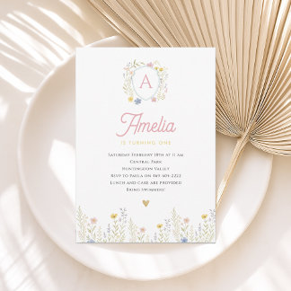 Invitación de cumpleaños de Flor Silvestre Floral 招待状