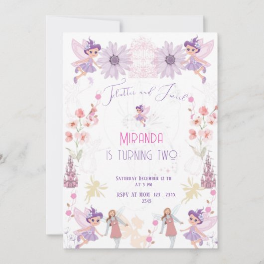 Invitación de cumpleaños de hadas Invitation 招待状 (正面)