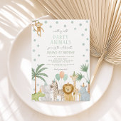 Invitación de cumpleaños de Safari Fiesta Animales 招待状