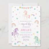 Invitación de cumpleaños de Unicornio por capricho 招待状 (正面)