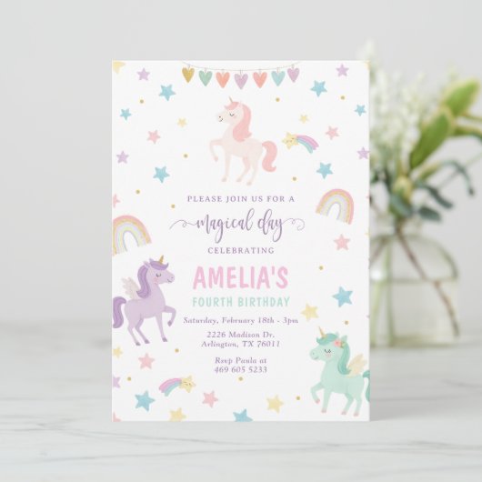 Invitación de cumpleaños de Unicornio por capricho 招待状 (スタンド正面)