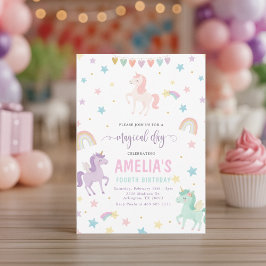 Invitación de cumpleaños de Unicornio por capricho 招待状