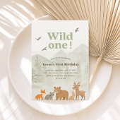Invitación de cumpleaños de Wild One Woodland 招待状