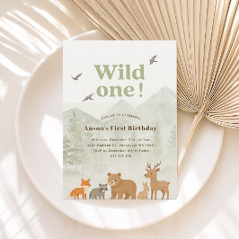 Invitación de cumpleaños de Wild One Woodland 招待状