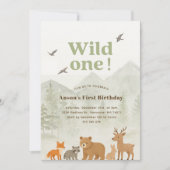 Invitación de cumpleaños de Wild One Woodland 招待状 (正面)
