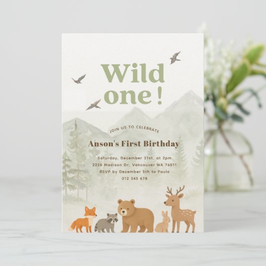 Invitación de cumpleaños de Wild One Woodland 招待状 (スタンド正面)
