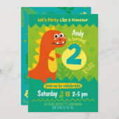 Invitación de cumpleaños dinosaurio 招待状 (正面/裏面)