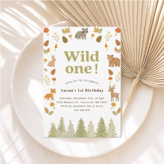 Invitación de cumpleaños para animales de Woodland 招待状