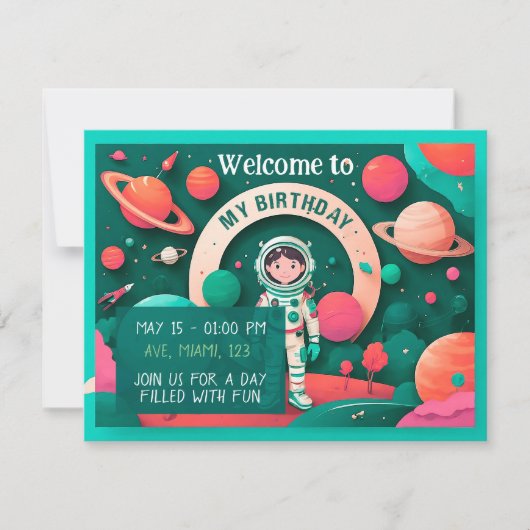 Invitación de cumpleaños personalizada 招待状 (正面)