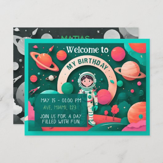 Invitación de cumpleaños personalizada 招待状 (正面/裏面)