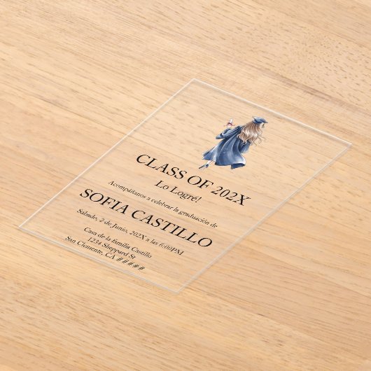 Invitación de graduation en español アクリル招待状 (レイダウン)