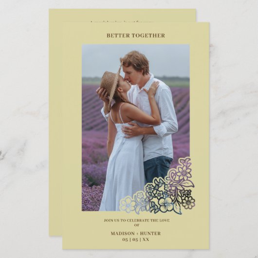 Invitación de marco botánico para Boda fotográfico (正面/裏面)