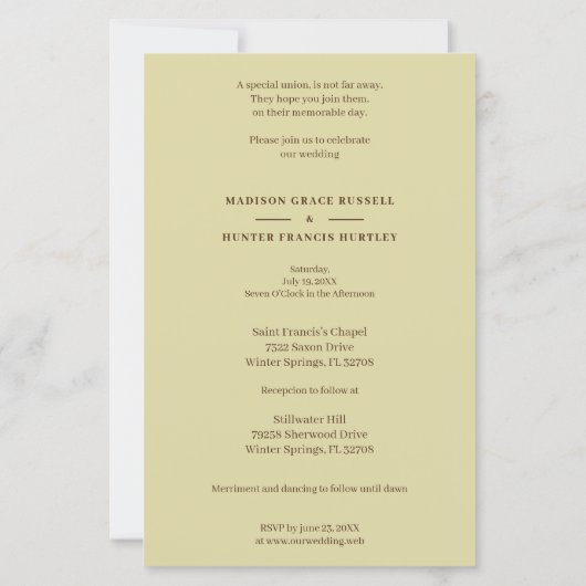 Invitación de marco botánico para Boda fotográfico (裏面)