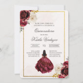 Invitación de quinceañera con vestido rojo 招待状 (正面)
