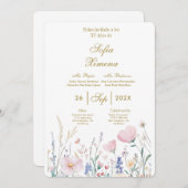 Invitación de quinceañera elegante  invitation 招待状 (正面/裏面)