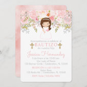 Invitación de Rosas para Bautizo de niña Invitatio 招待状 (正面/裏面)