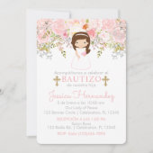 Invitación de Rosas para Bautizo de niña Invitatio 招待状 (正面)