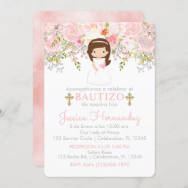 Invitación de Rosas para Bautizo de niña Invitatio 招待状