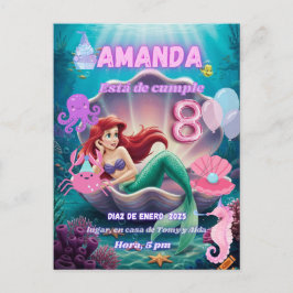 invitacion de Sirena Ariel brillante ポストカード