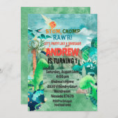 Invitación Dinosaur Birthday Invitation, Dinosaurs 招待状 (正面/裏面)