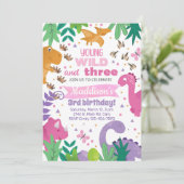 Invitación Dinosaurs girl birthday invitation dino 招待状 (スタンド正面)