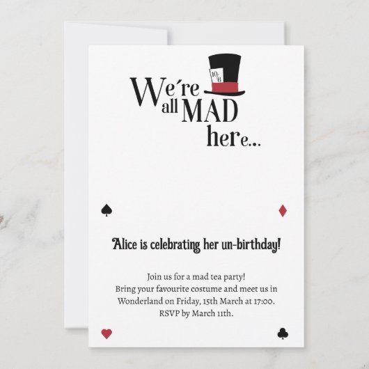 Invitación editable Wonderland 招待状 (裏面)