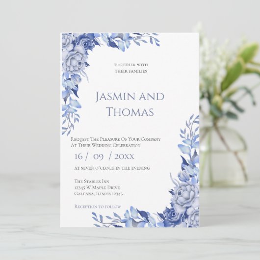 Invitación Elegant Floral Wedding Invitation 招待状 (スタンド正面)