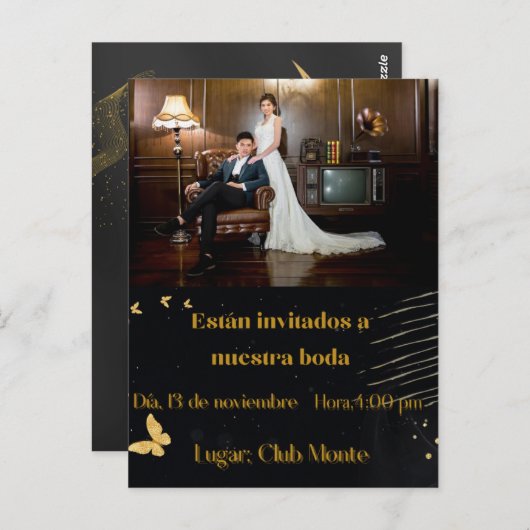 invitacion elegante bodas ポストカード (正面/裏面)