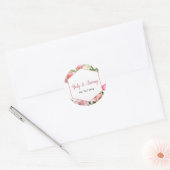 Invitación elegante de boda floral rosa con blanco ラウンドシール (封筒)