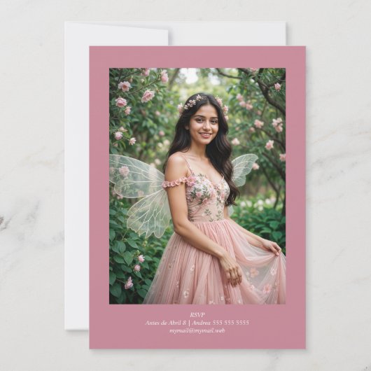 Invitación Exquisite Spring Tiara Pink & Green Flo 招待状 (裏面)