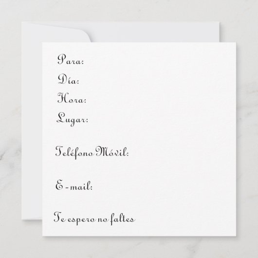 Invitación - Fiesta de Cumpleanoss 招待状 (裏面)