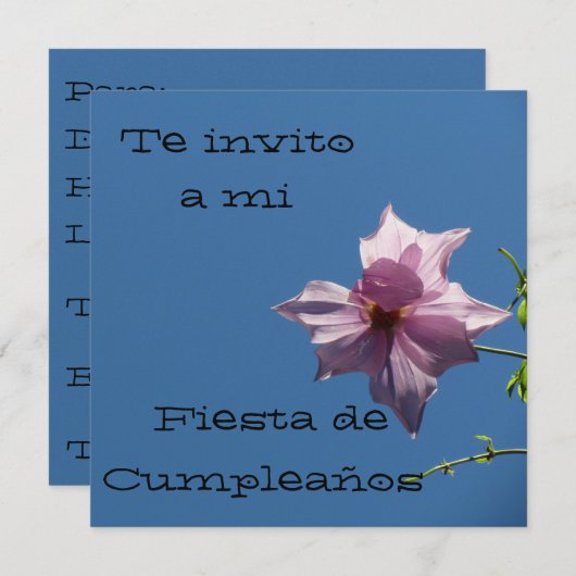 Invitación - Fiesta de Cumpleanoss - Azul yローザ 招待状 (正面/裏面)