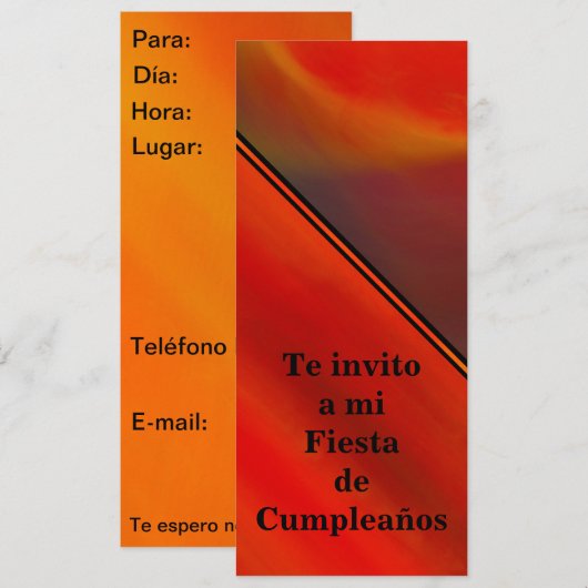 Invitación - Fiesta de Cumpleanoss - Naranja 招待状 (正面/裏面)